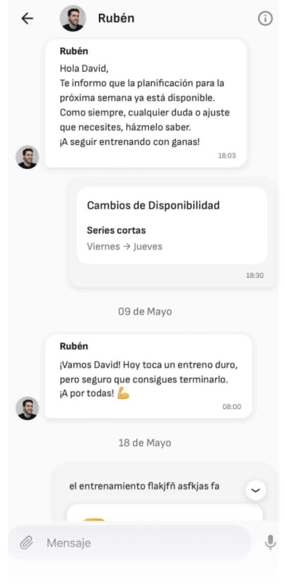 Chat con el entrenador